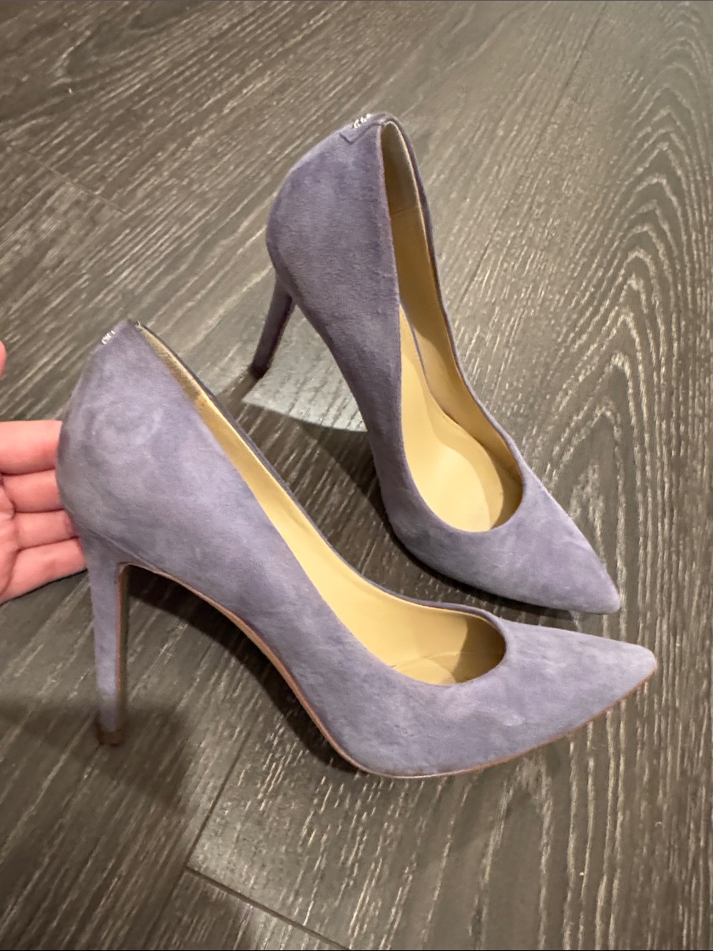 Sam Edelman Lavender Suede Pointed-Toe Stilettos
